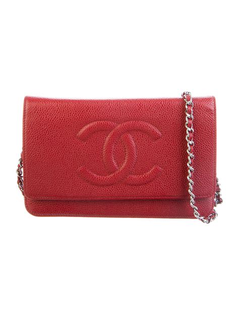 chanel timeless wallet on chain red